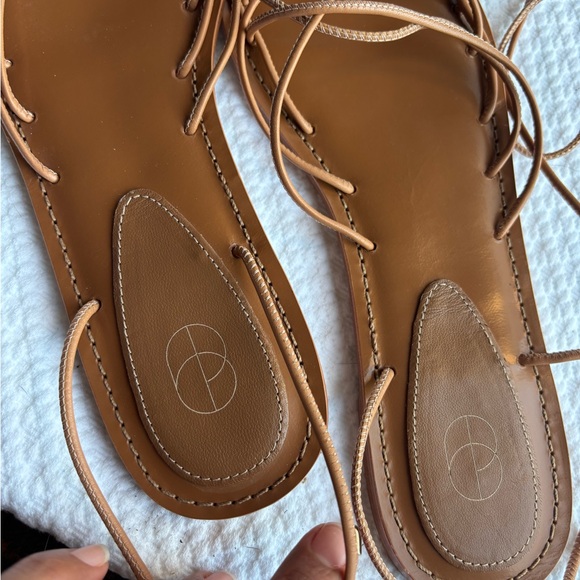 Porte & Paire Beige Lace-Up Sandals